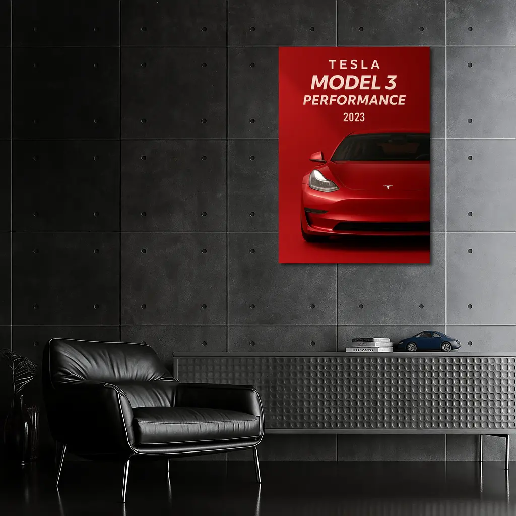 Tesla Model 3 Performance Red Car Art – Wall Art