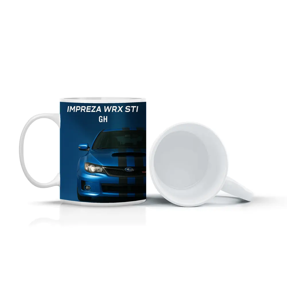 Subaru Impreza WRX STI Blue Front View – Mugs
