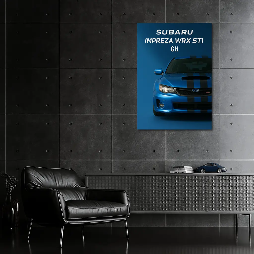 Subaru Impreza WRX STI Blue Front View – Wall Art
