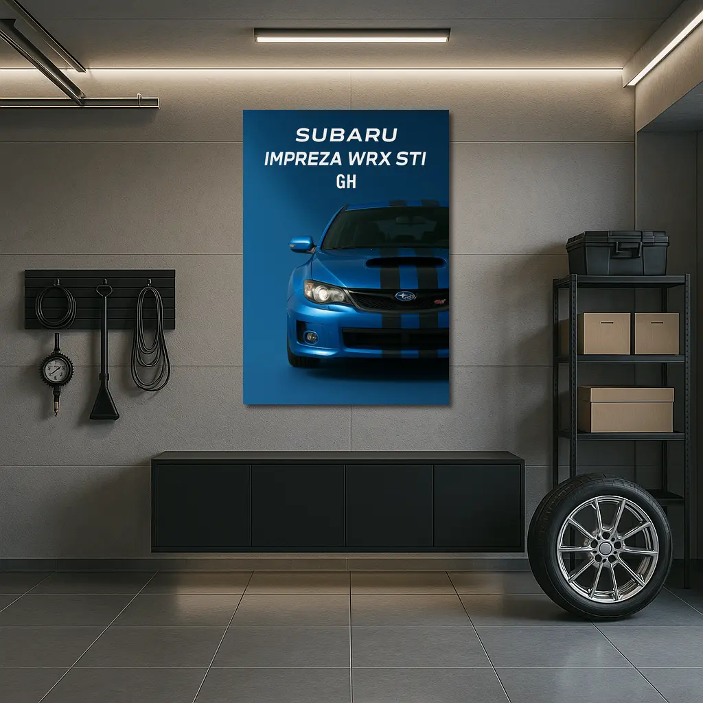 Subaru Impreza WRX STI Blue Front View – Wall Art