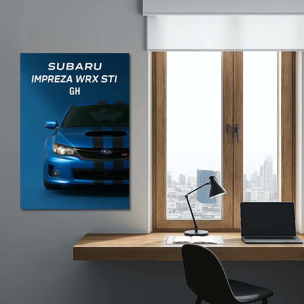 Subaru Impreza WRX STI Blue Front View – Wall Art