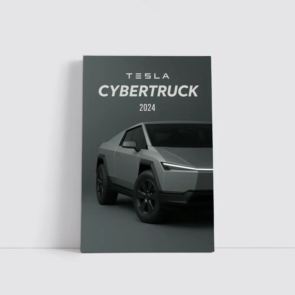Tesla Cybertruck 2024 Gray Studio Shot – Wall Art