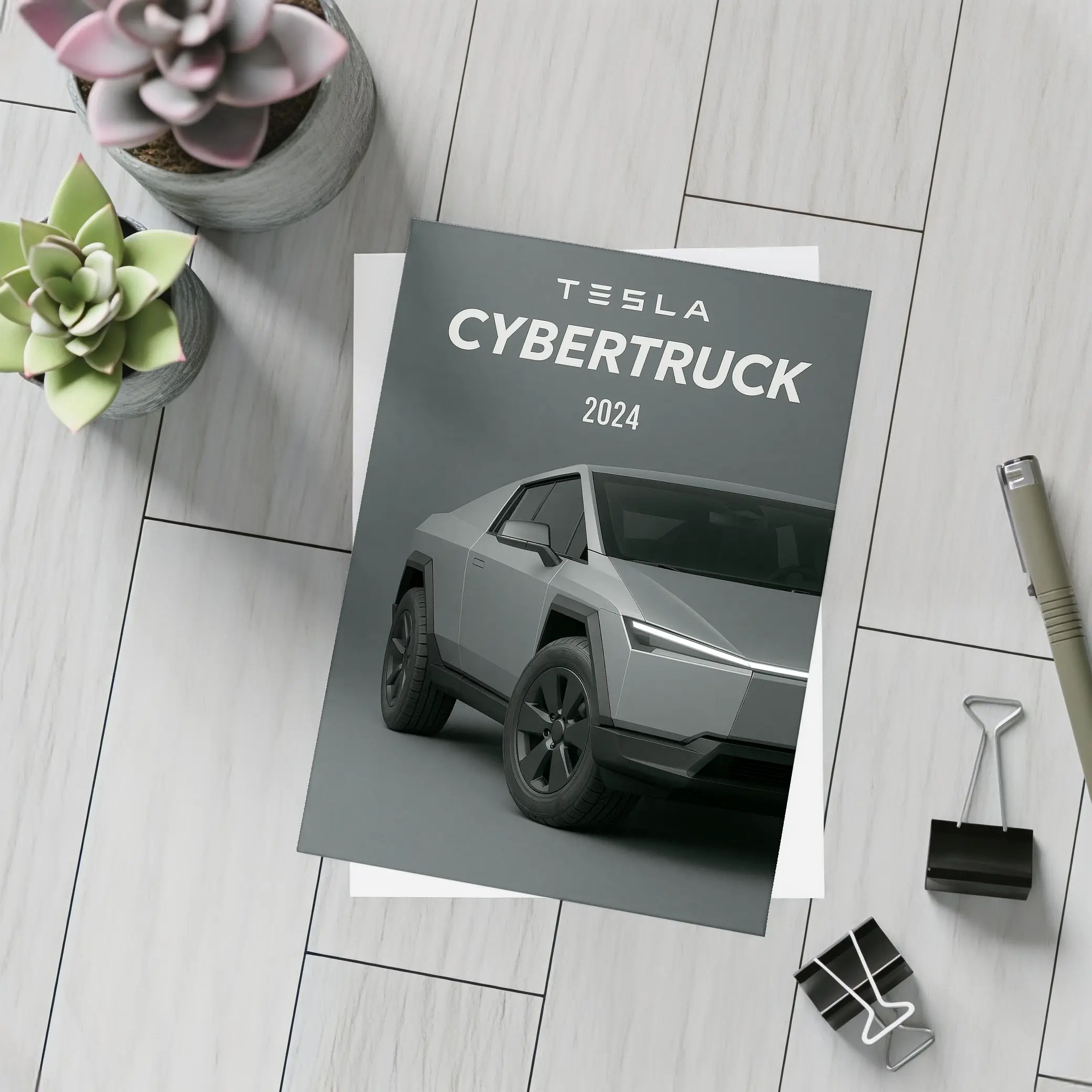Tesla Cybertruck 2024 Gray Studio Shot – Postcards