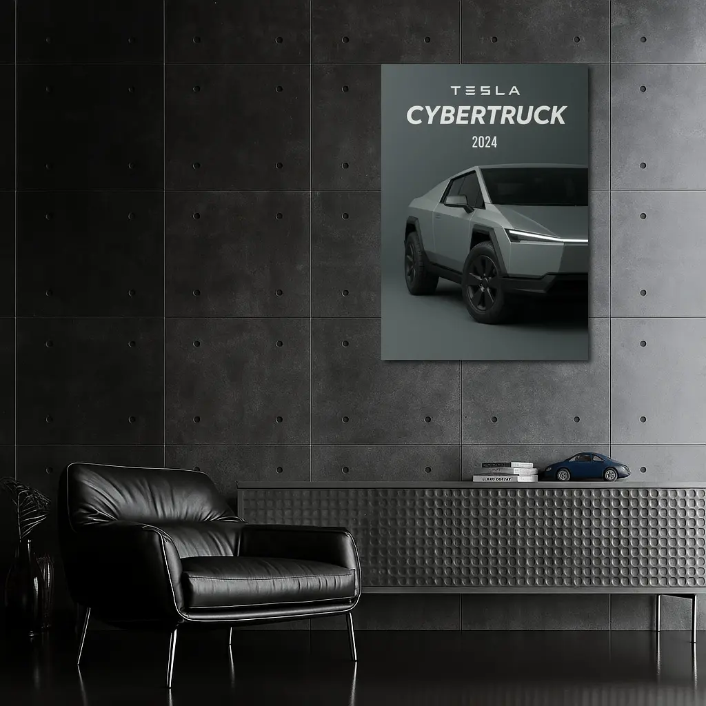 Tesla Cybertruck 2024 Gray Studio Shot – Wall Art