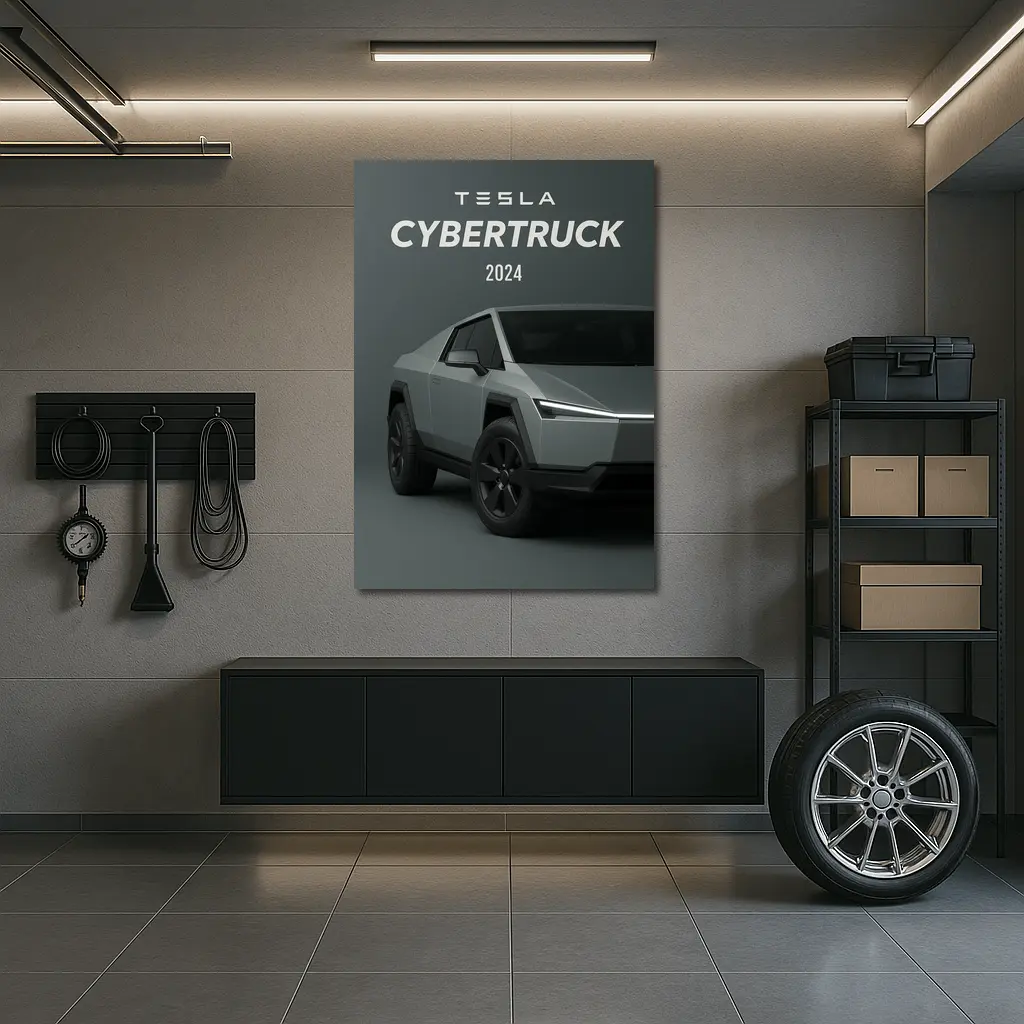 Tesla Cybertruck 2024 Gray Studio Shot – Wall Art