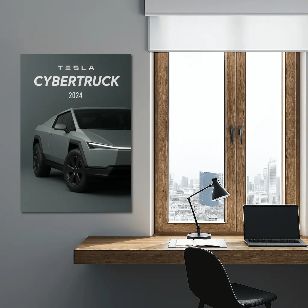 Tesla Cybertruck 2024 Gray Studio Shot – Wall Art
