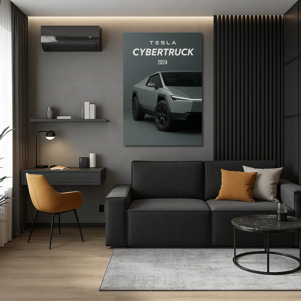 Tesla Cybertruck 2024 Gray Studio Shot – Wall Art