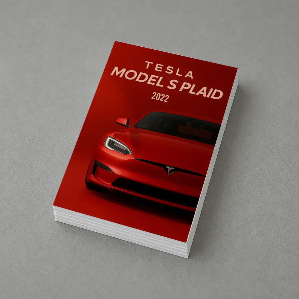 Tesla Model S Plaid Red Background Art – Postcards