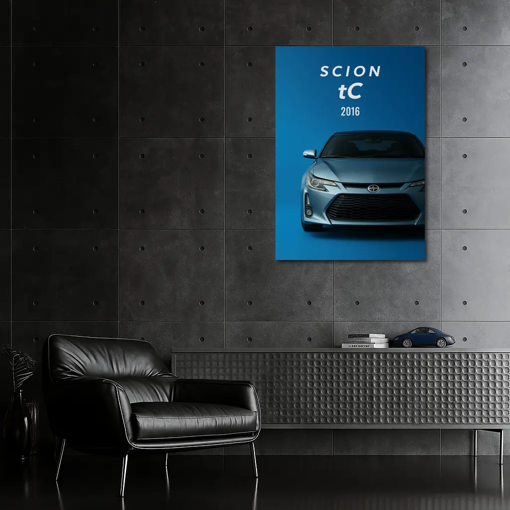 Scion tC 2016 Blue Studio Front View – Wall Art
