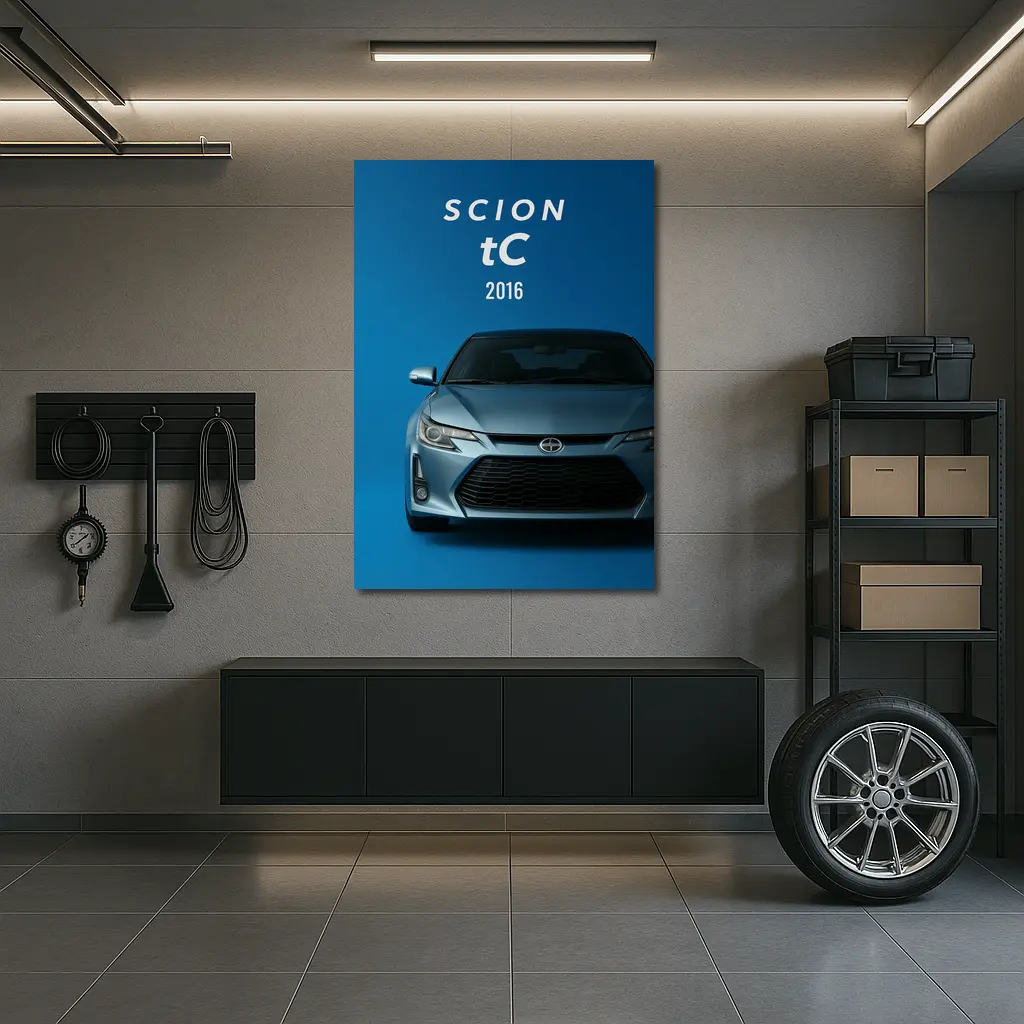 Scion tC 2016 Blue Studio Front View – Wall Art