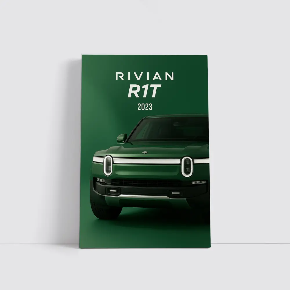 Rivian R1T Electric Truck Green Background – Wall Art