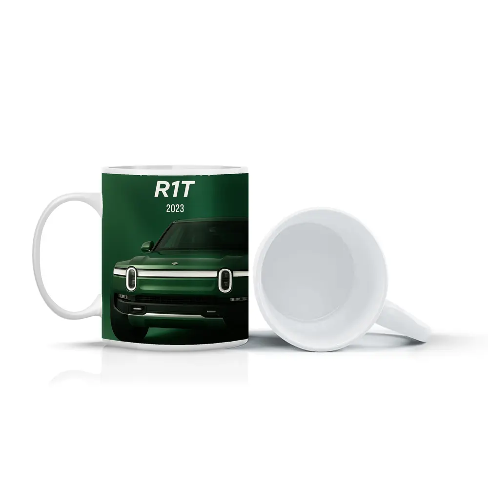 Rivian R1T Electric Truck Green Background – Mugs