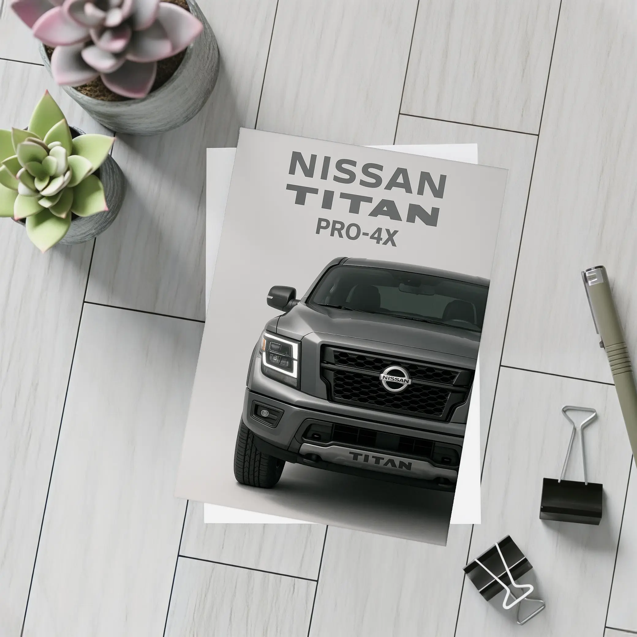 Nissan Titan Pro-4X Truck Gray Studio – Postcards