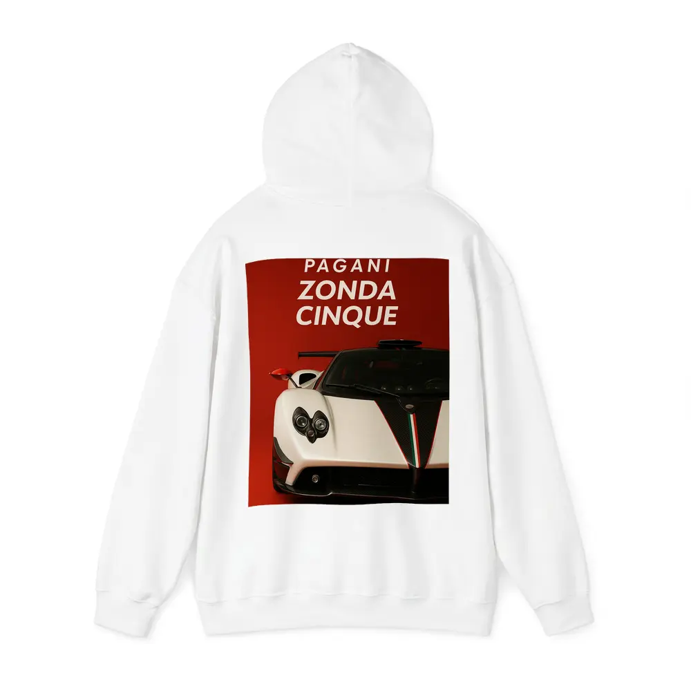 Pagani Zonda Cinque White Red Background – Hoodies