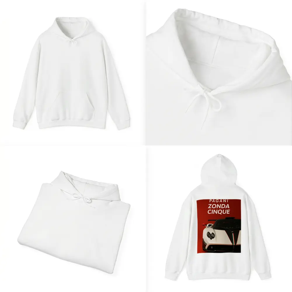 Pagani Zonda Cinque White Red Background – Hoodies