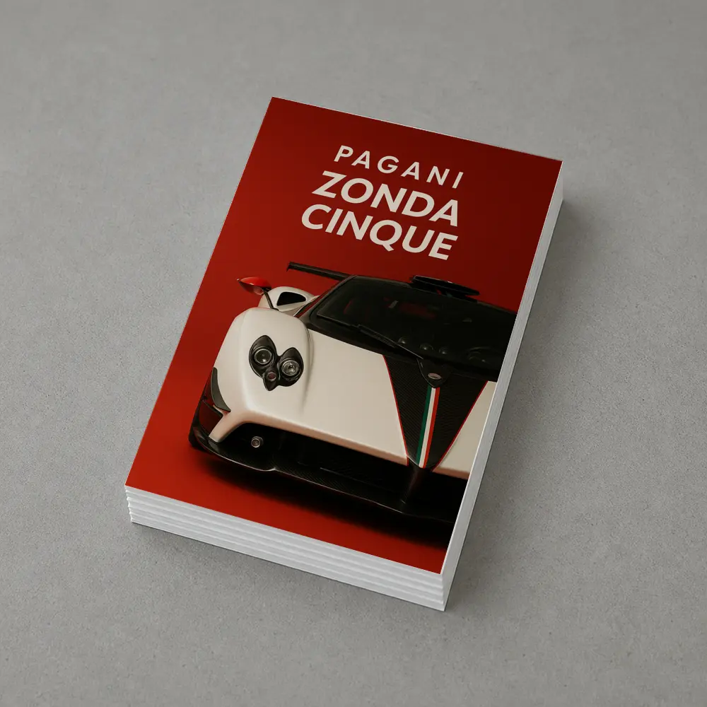 Pagani Zonda Cinque White Red Background – Postcards
