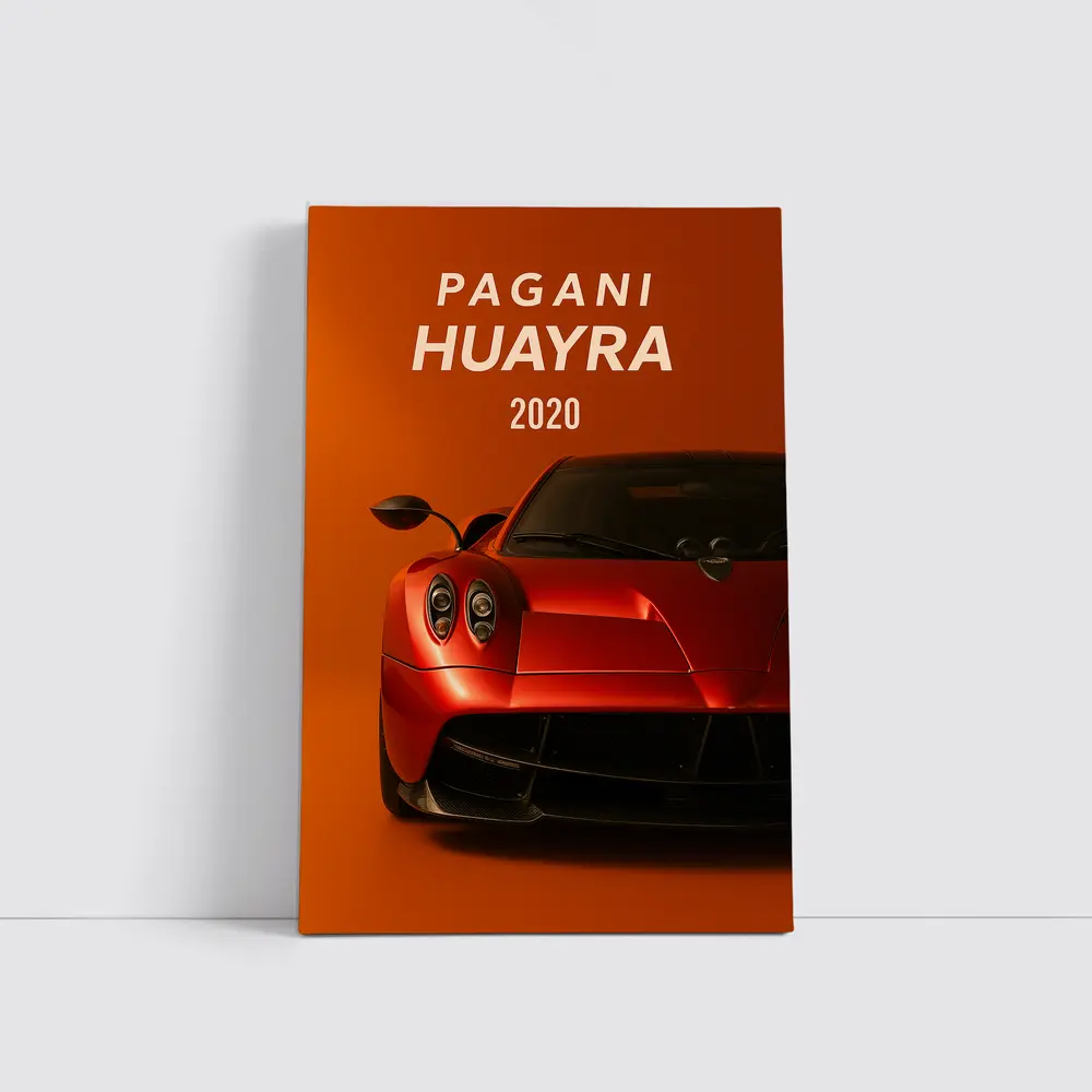 Pagani Huayra Red Supercar Orange Background – Wall Art