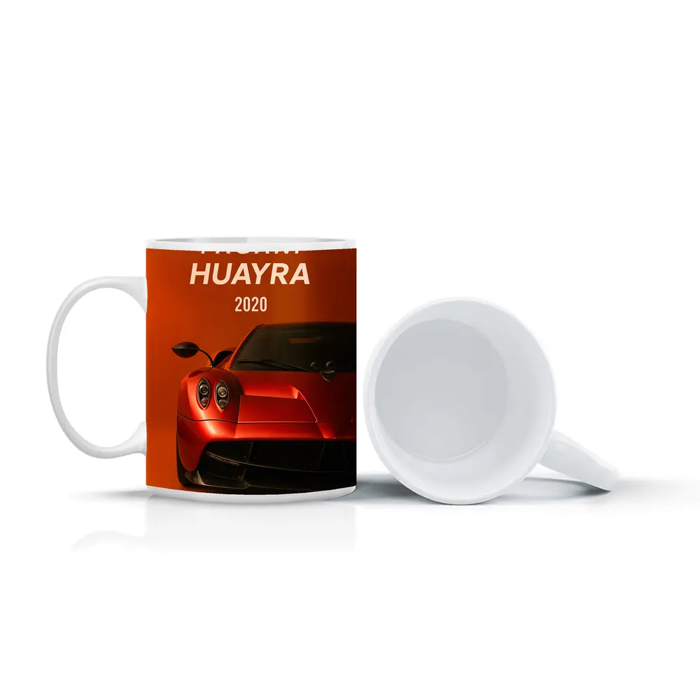 Pagani Huayra Red Supercar Orange Background – Mugs