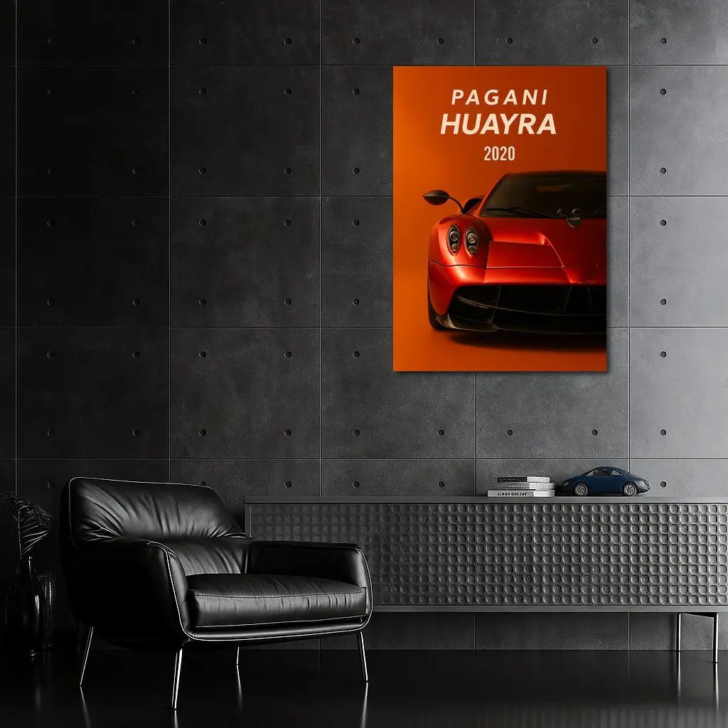 Pagani Huayra Red Supercar Orange Background – Wall Art