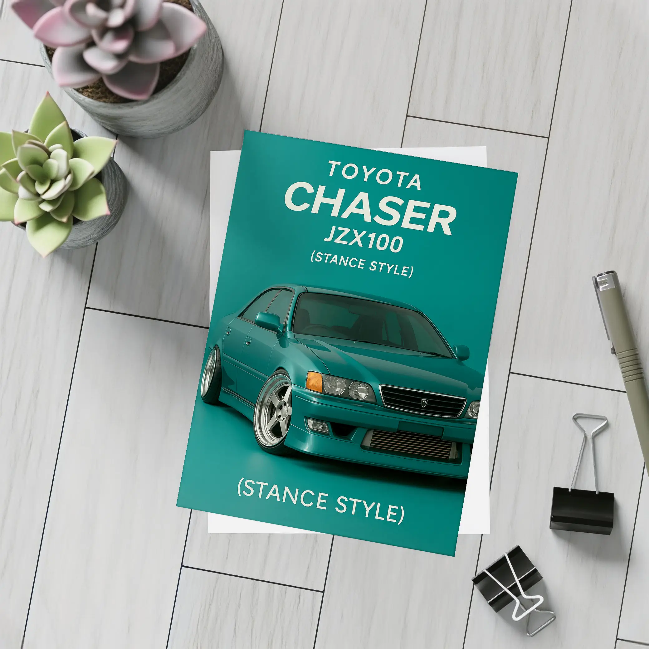 Toyota Chaser JZX100 Stance Style Teal – Postcards
