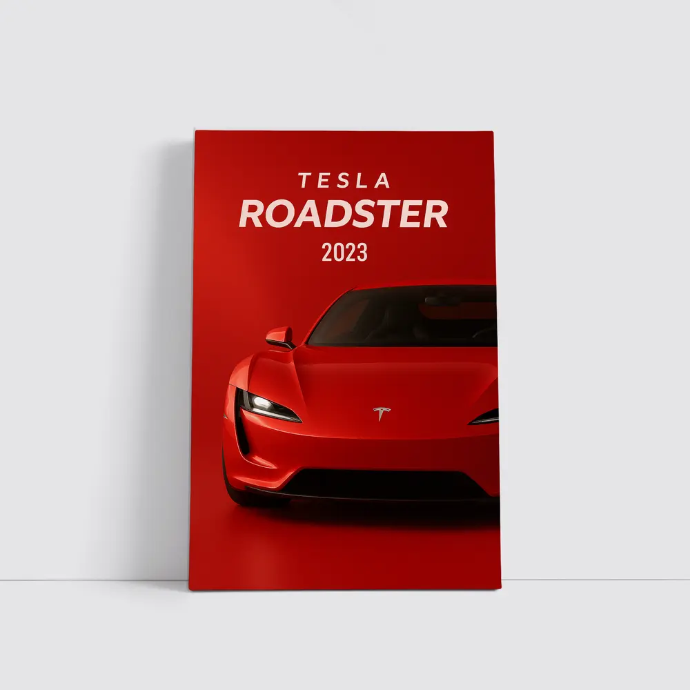 Tesla Roadster 2023 Red Sports Car – Wall Art