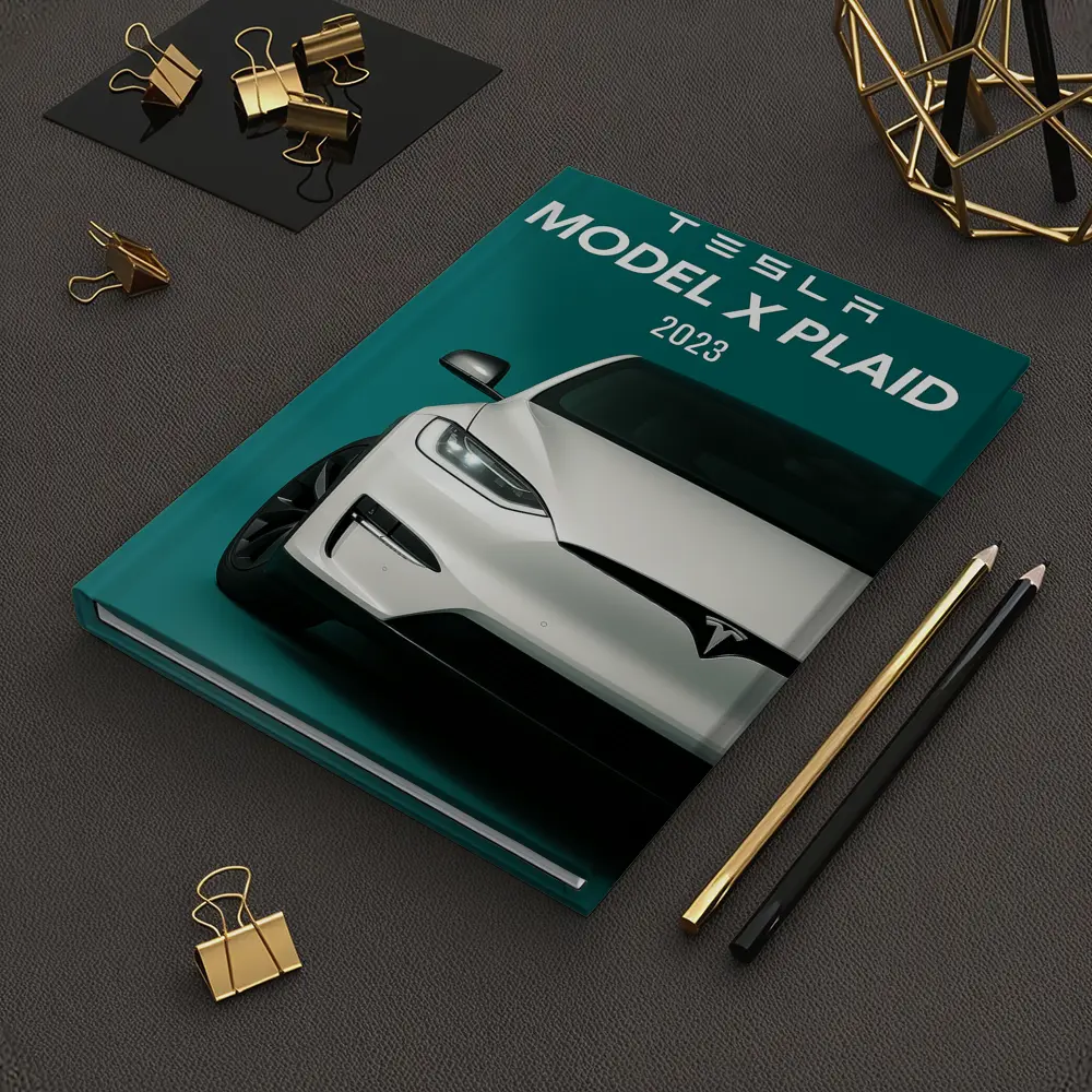 Tesla Model X Plaid White on Teal – Notebooks