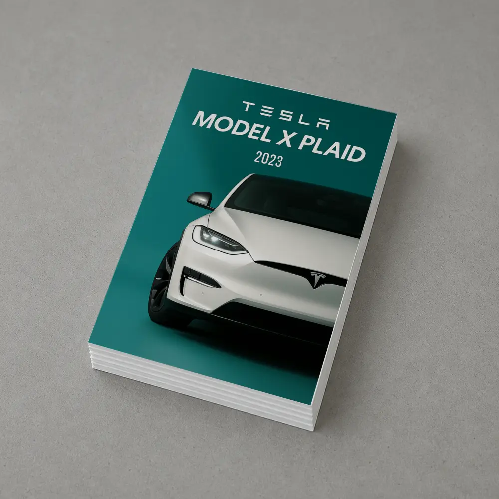 Tesla Model X Plaid White on Teal – Postcards