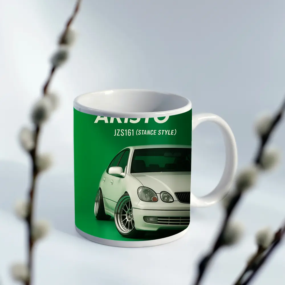 Toyota Aristo JZS161 Stance Style Green Background – Mugs