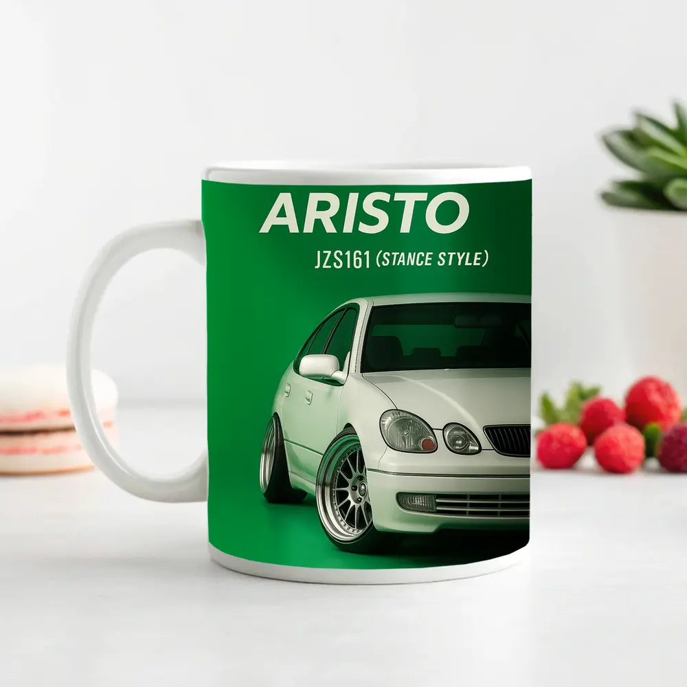 Toyota Aristo JZS161 Stance Style Green Background – Mugs