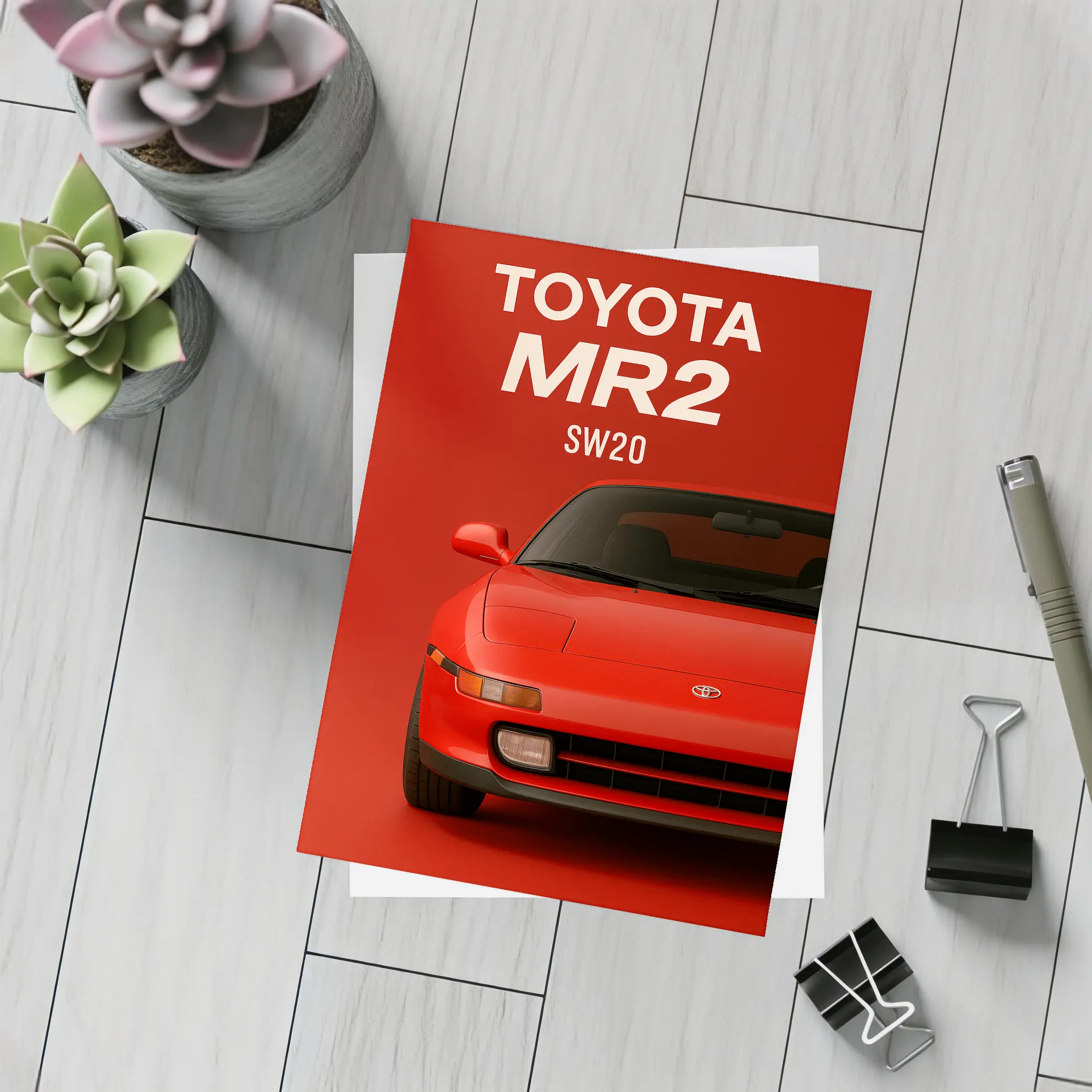 Toyota MR2 SW20 Red Sports Car Art – Postcards