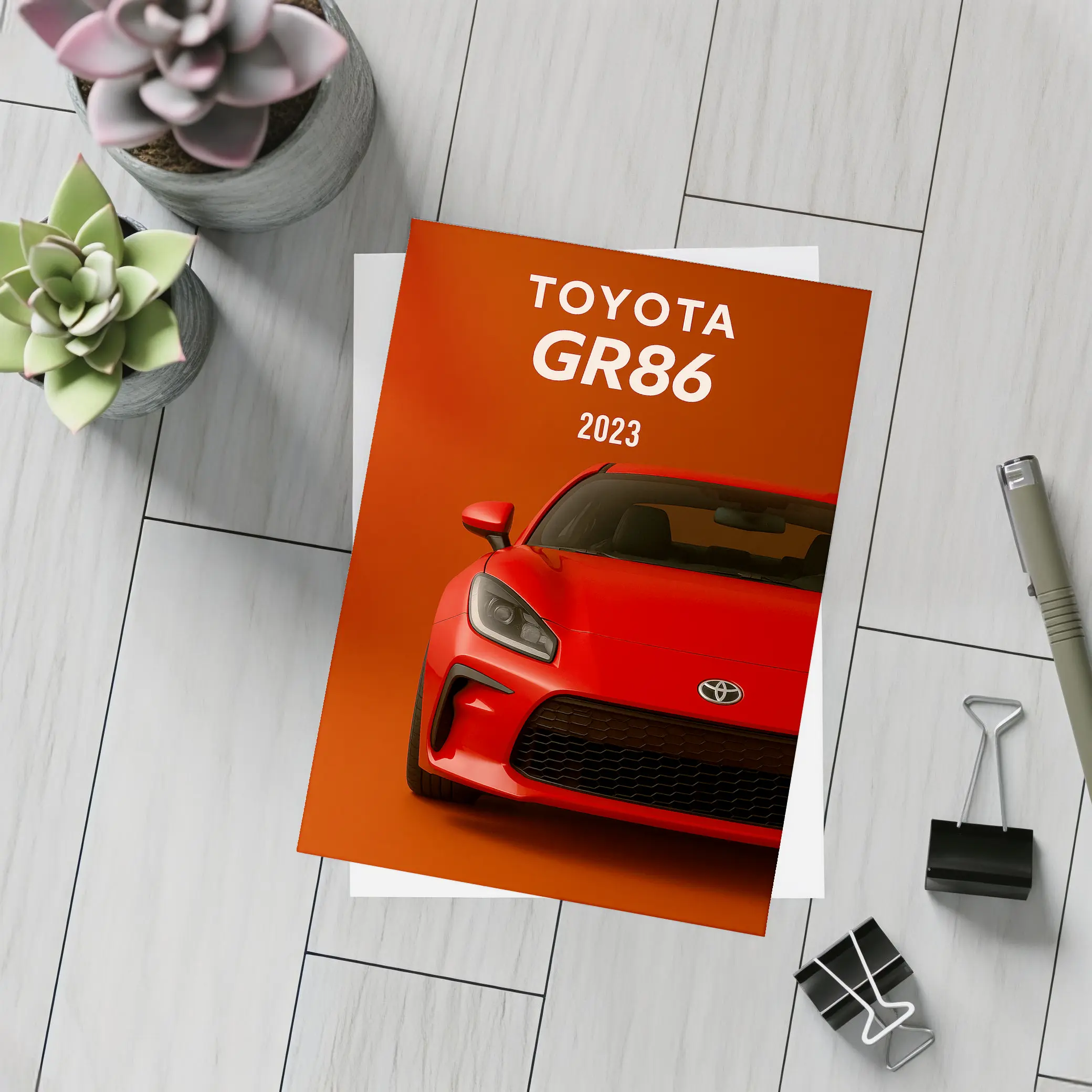 Toyota GR86 Red Sports Car Front View – Postcards