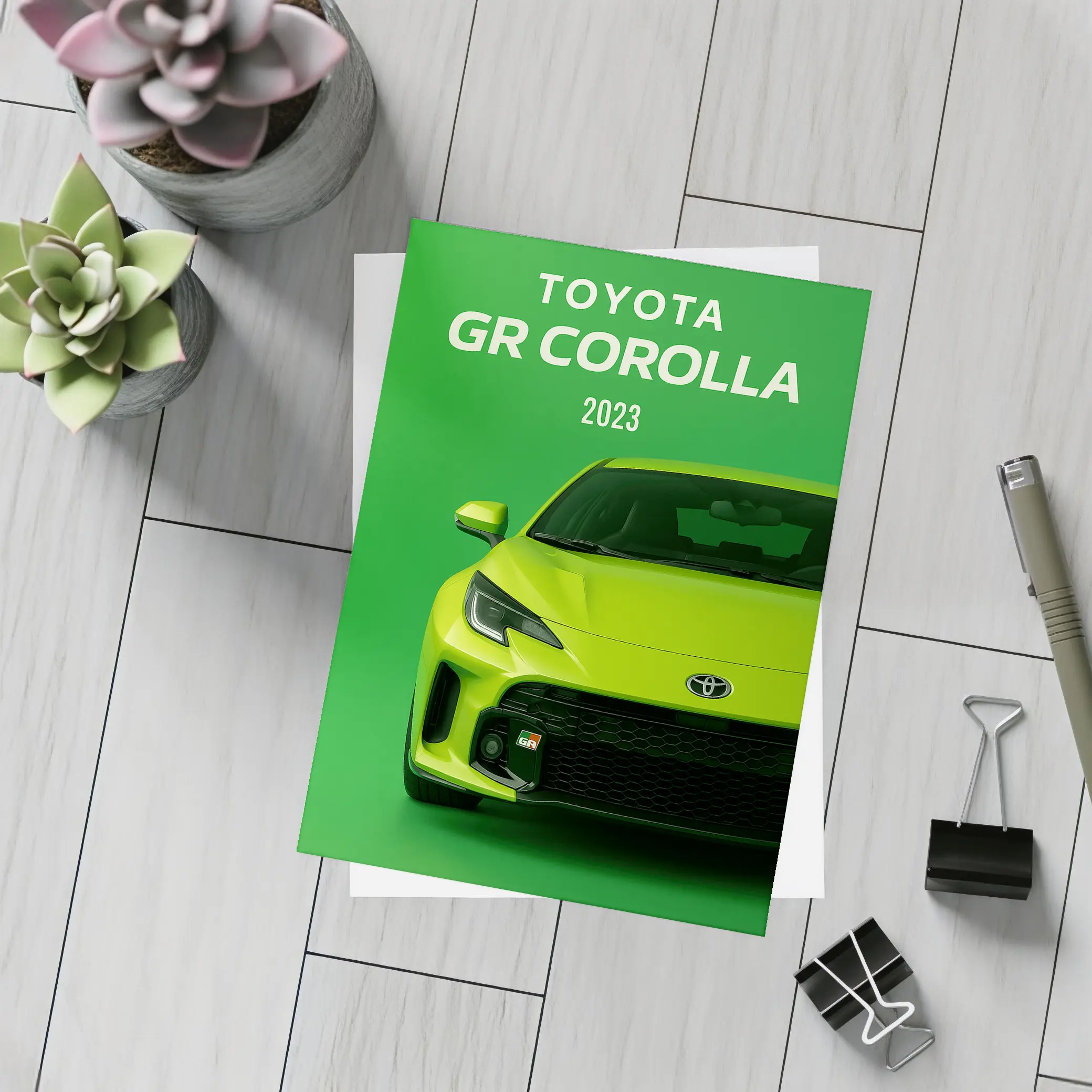 Toyota GR Corolla Green Front View Art – Postcards