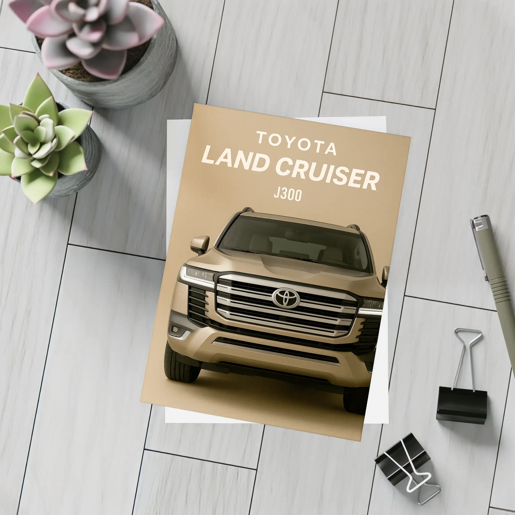 Toyota Land Cruiser J300 Front View Beige – Postcards