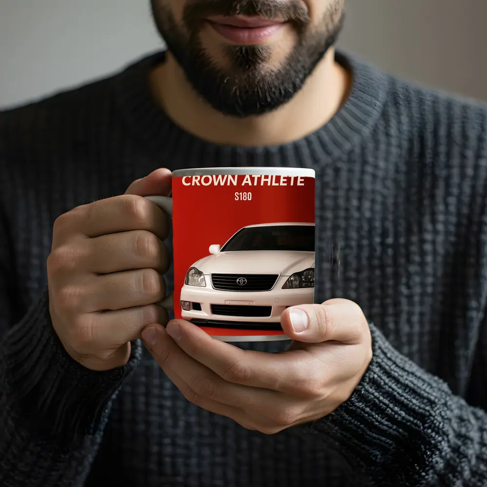 Toyota Crown Athlete S180 Red Background – Mugs