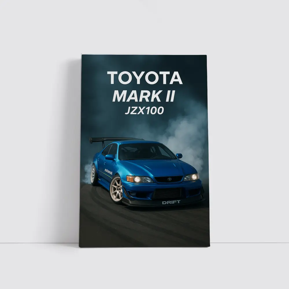 Toyota Mark II JZX100 Drift Blue Smoke – Wall Art