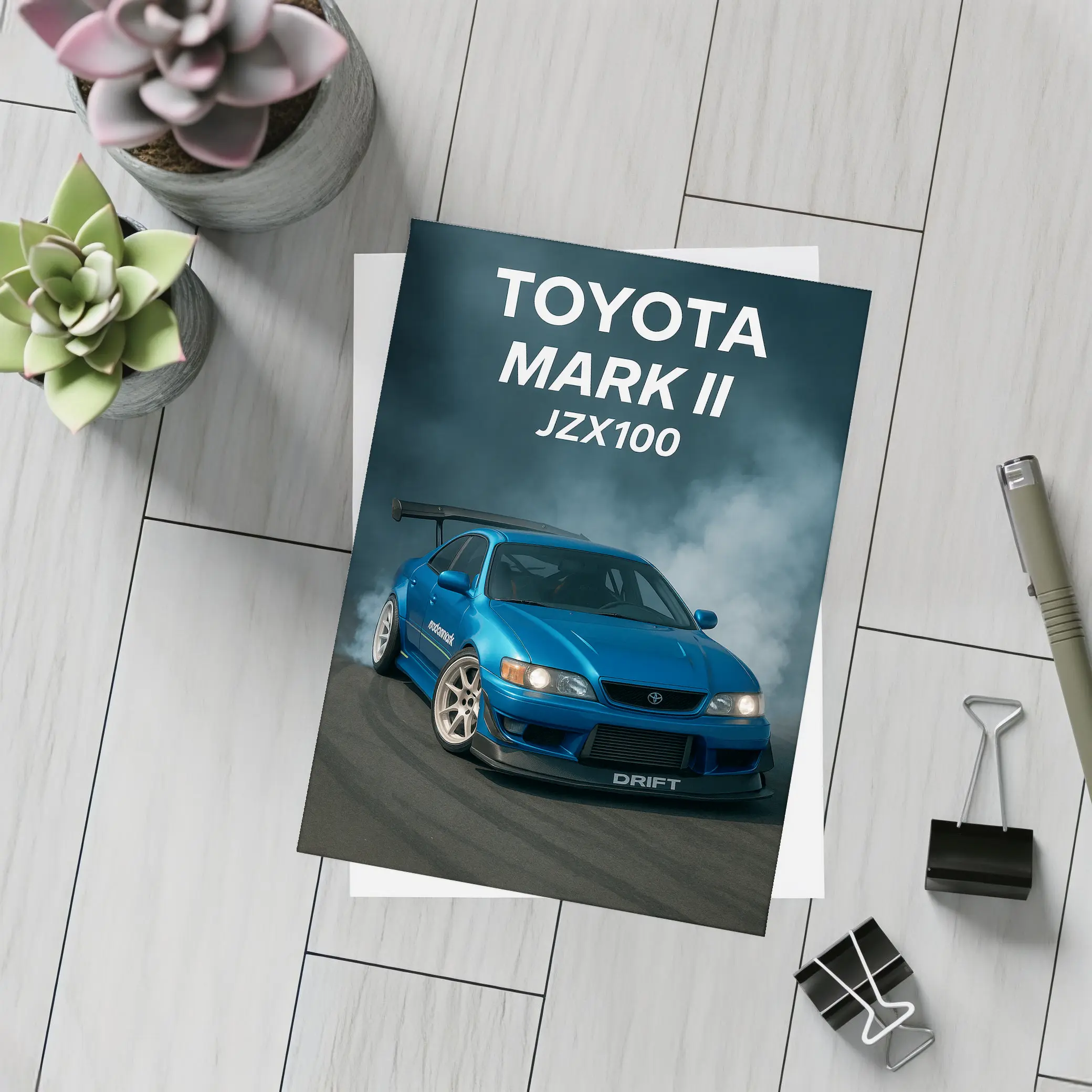 Toyota Mark II JZX100 Drift Blue Smoke – Postcards