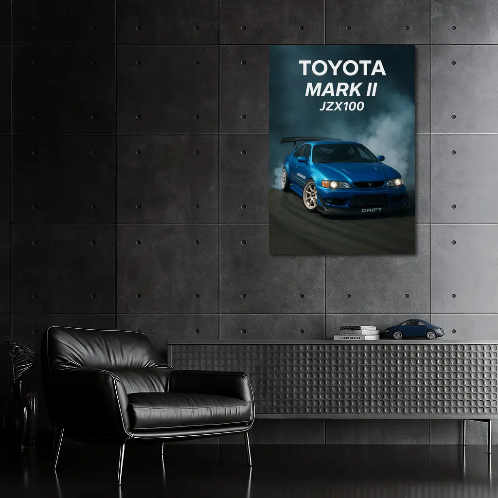 Toyota Mark II JZX100 Drift Blue Smoke – Wall Art