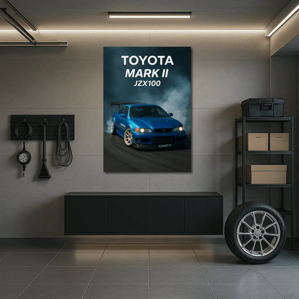 Toyota Mark II JZX100 Drift Blue Smoke – Wall Art