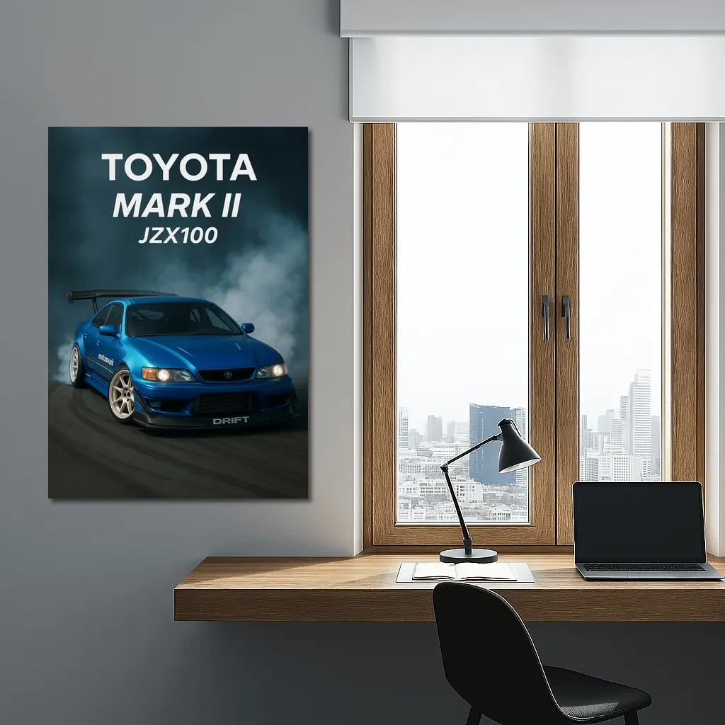 Toyota Mark II JZX100 Drift Blue Smoke – Wall Art