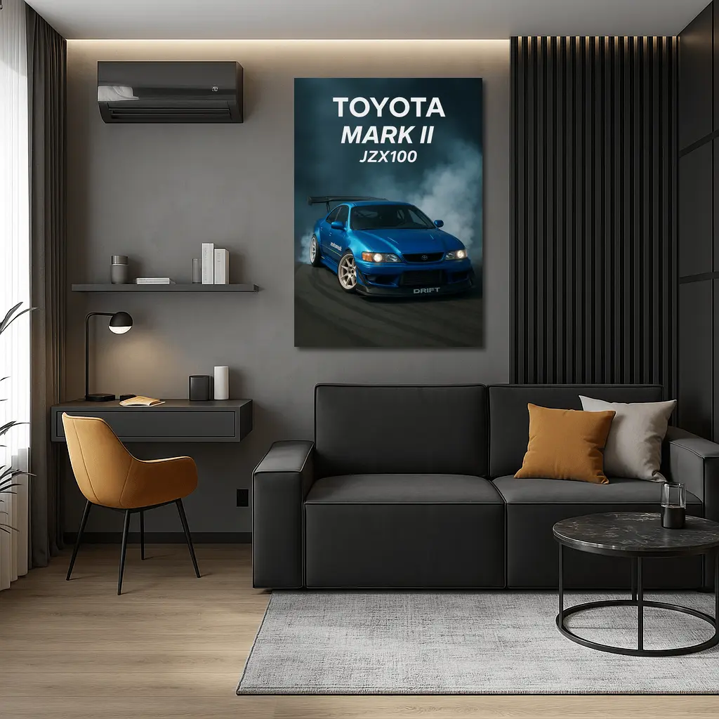 Toyota Mark II JZX100 Drift Blue Smoke – Wall Art