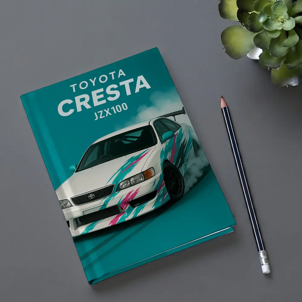 Toyota Cresta JZX100 Drifting Teal Background – Notebooks