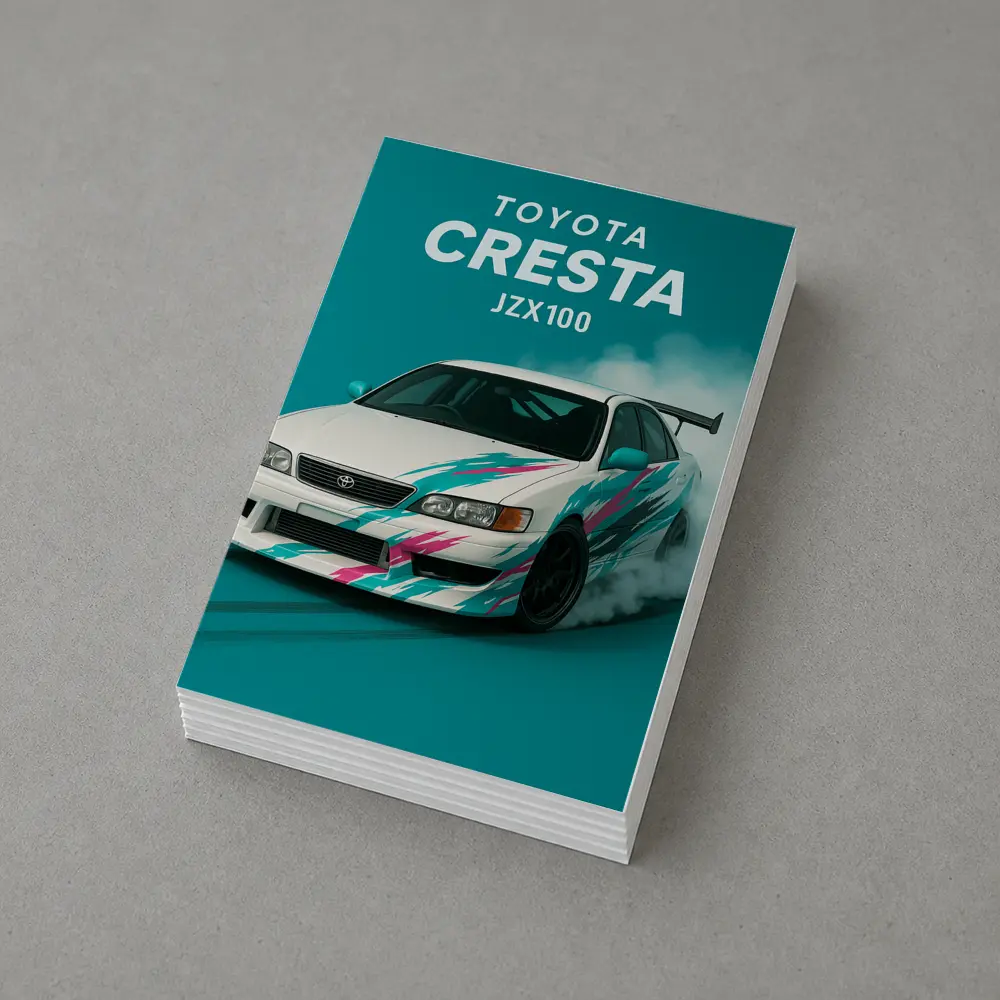 Toyota Cresta JZX100 Drifting Teal Background – Postcards