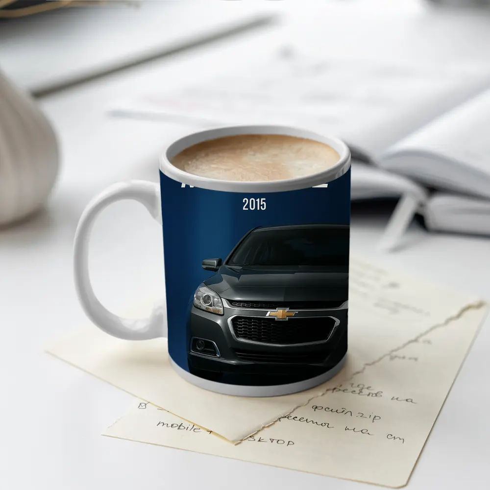 Chevrolet Malibu LTZ Front View Blue Background – Mugs