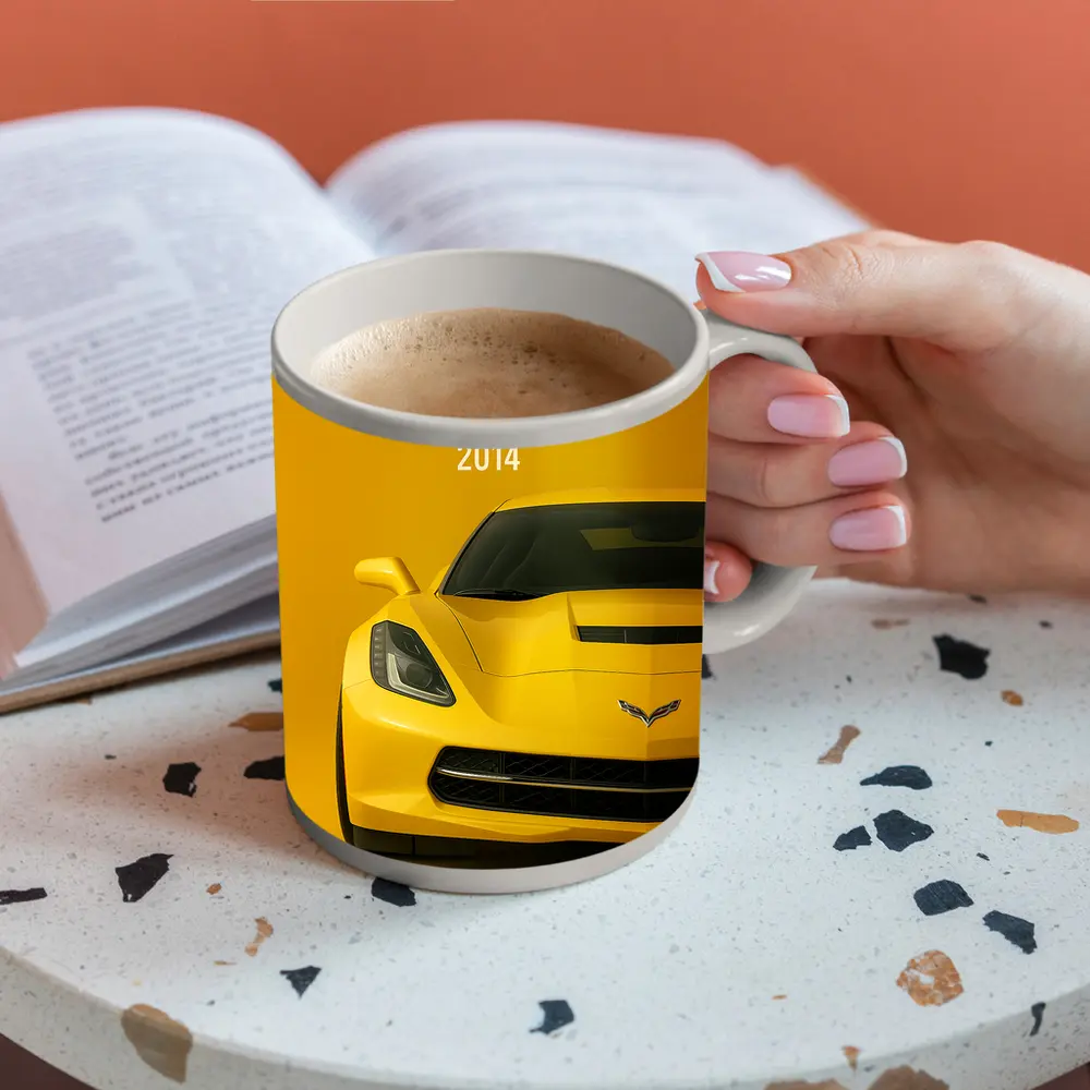 Chevrolet Corvette 2014 Yellow Front View – Mugs