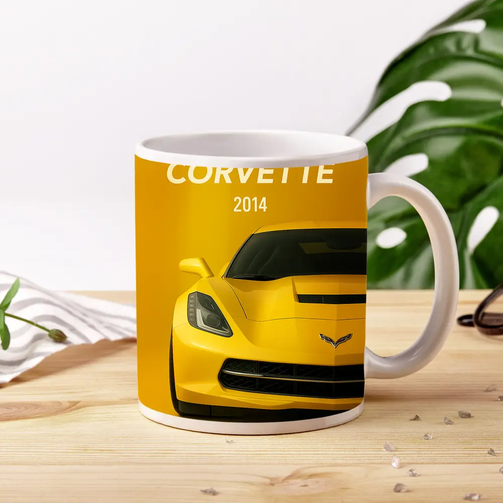 Chevrolet Corvette 2014 Yellow Front View – Mugs