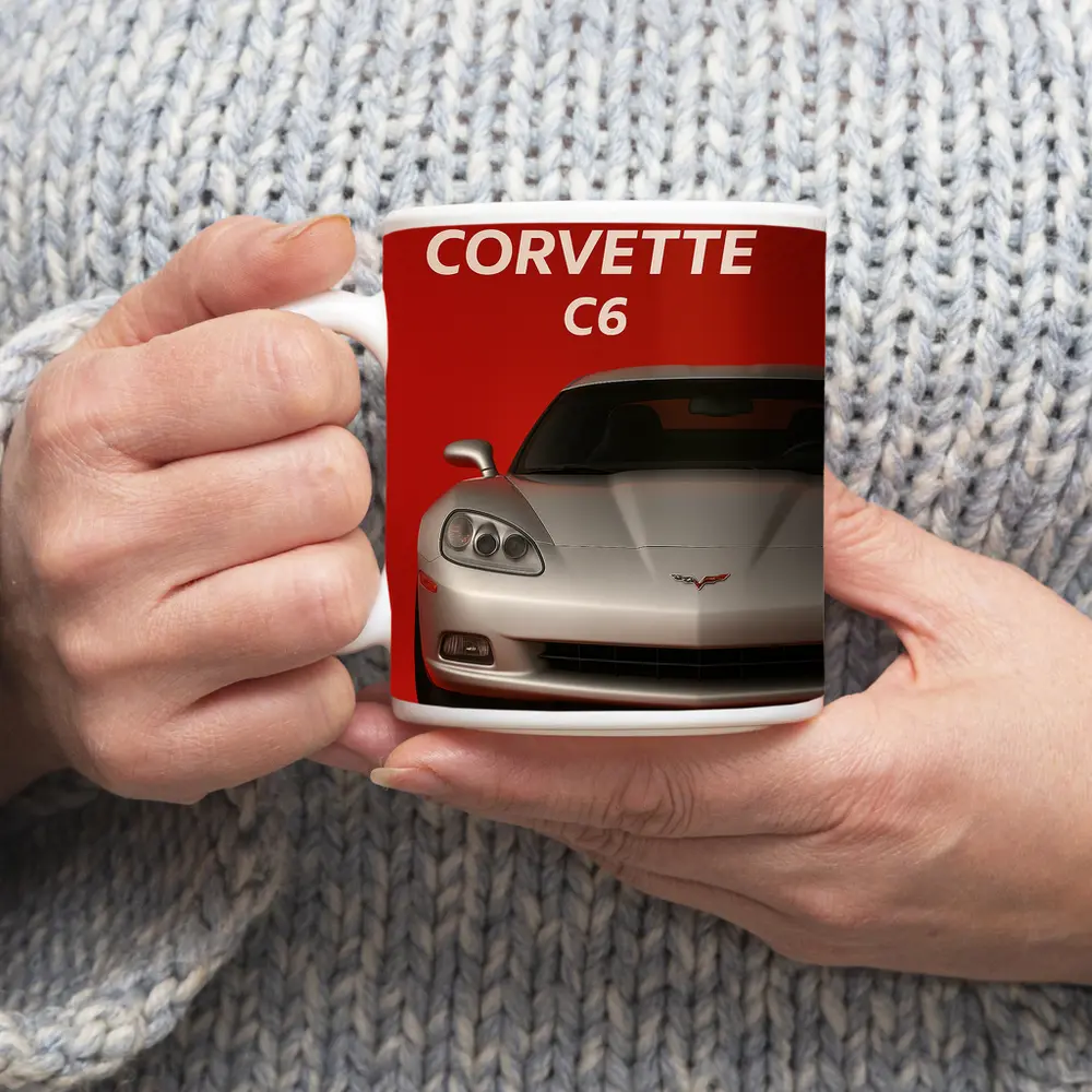 Chevrolet Corvette C6 Red Background Art – Mugs