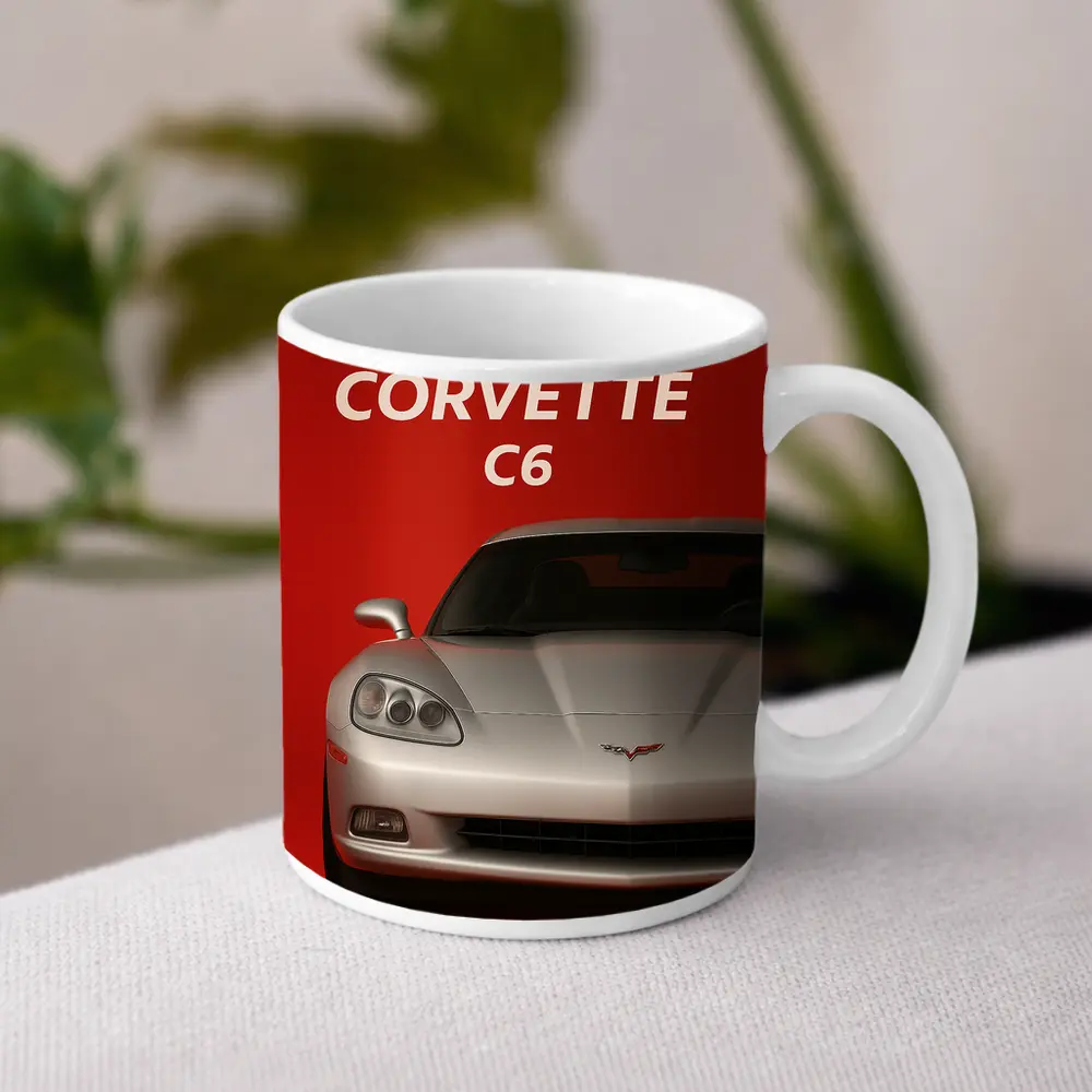 Chevrolet Corvette C6 Red Background Art – Mugs