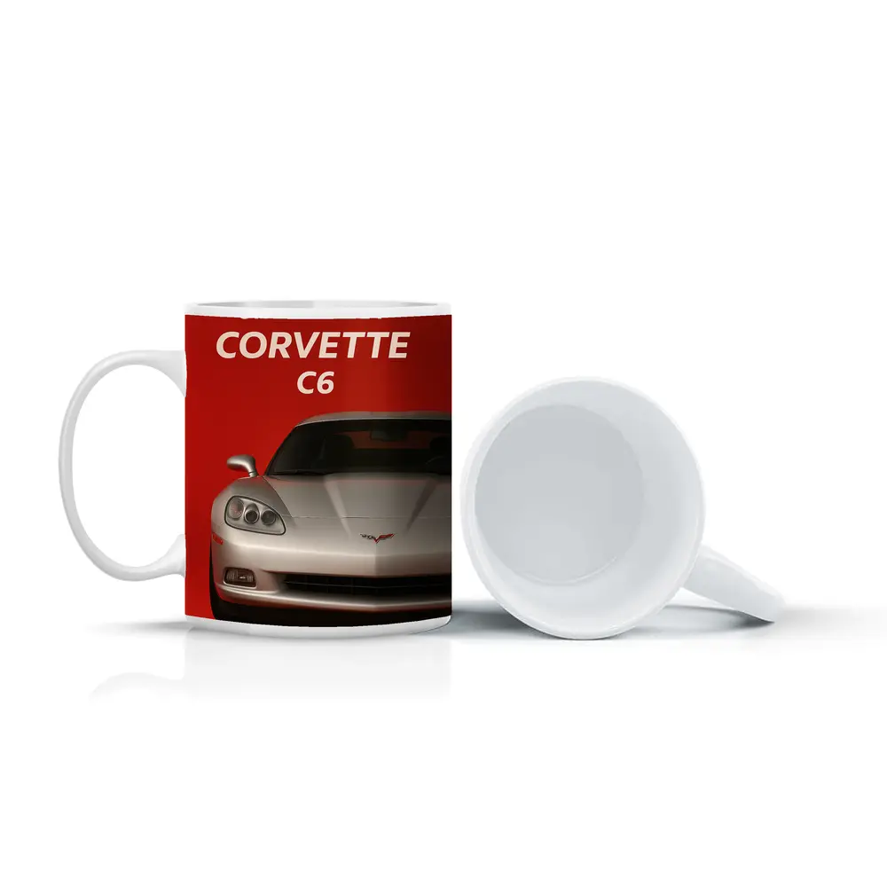 Chevrolet Corvette C6 Red Background Art – Mugs