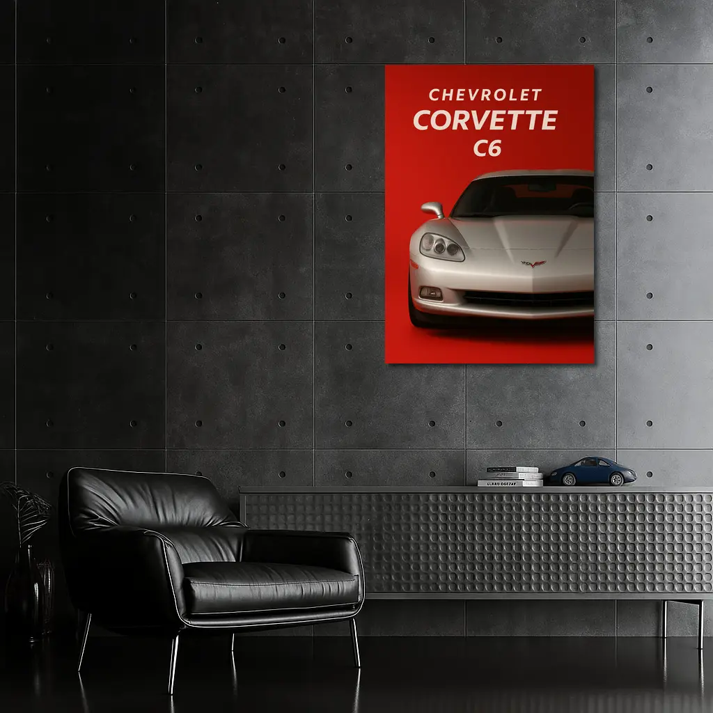 Chevrolet Corvette C6 Red Background Art – Wall Art