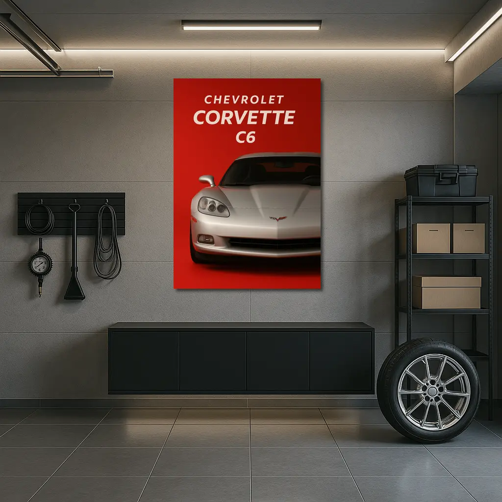 Chevrolet Corvette C6 Red Background Art – Wall Art